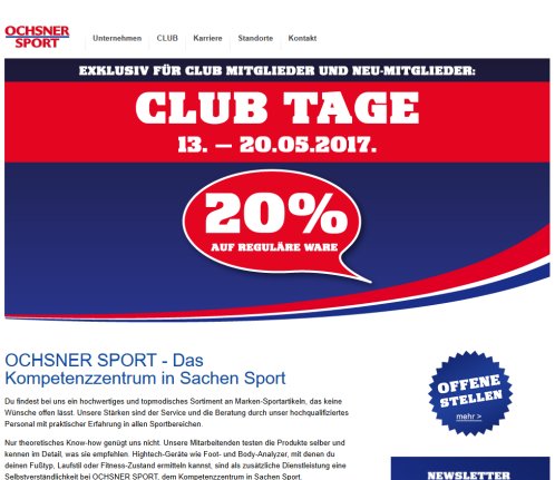 Home   Ochsner Sport Deutschland Ochsner Sport SE Öffnungszeit