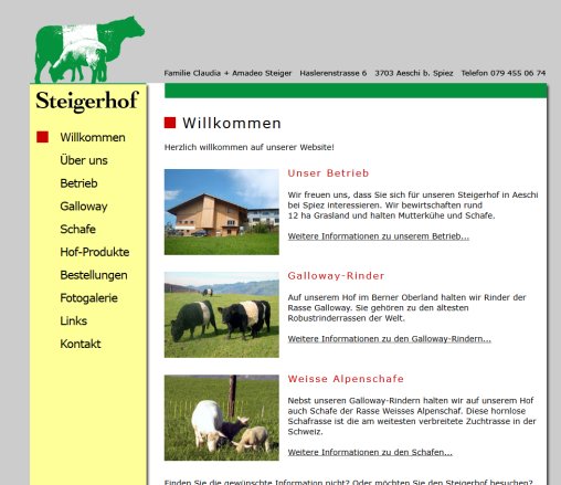 Steigerhof   Willkommen  Öffnungszeit