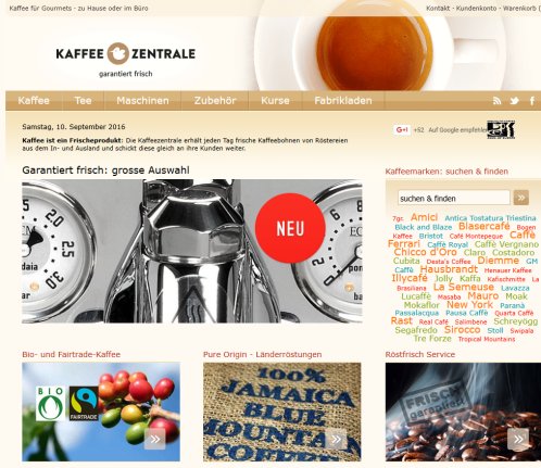 Kaffeezentrale.ch   Online Shop für Kaffee Spezialitäten zum bestellen  Öffnungszeit