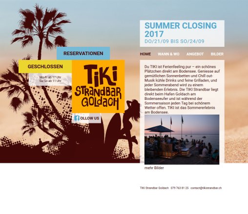 Tiki Strandbar  Sommer 2013   Öffnungszeit