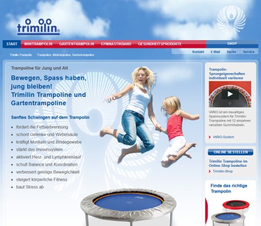 Trampoline  Minitrampoline  Gartentrampoline für Gesundheit  Figur und Lebensfreude   trimilin trampolin Trimilin GmbH Öffnungszeit