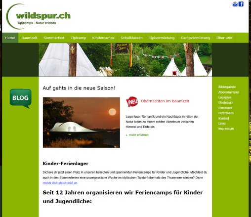 WILDSPUR   Kindercamps  Tipicamp  Tipiferien  Abenteuer  und Indianercamp  Ferienlager Thun  Bern  Schweiz  Öffnungszeit