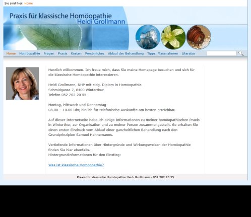Praxis für Klassische Homöopathie Winterthur: Heidi Grollmann Startseite  Öffnungszeit