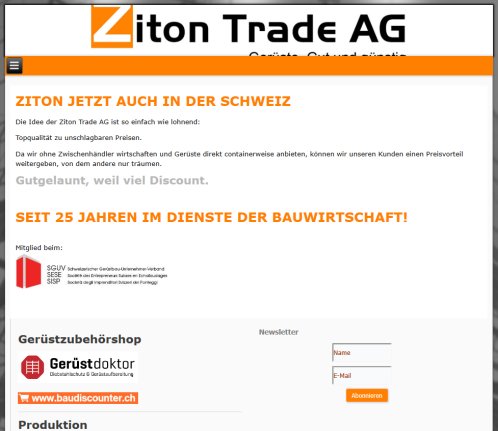 Ziton Trade AG   Gerüste in Topqualität und zu unschlagbaren Preisen. Ziton Trade AG Öffnungszeit